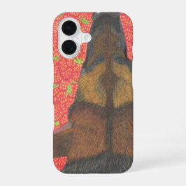Dog and strawberry phone case iPhone 16 hülle