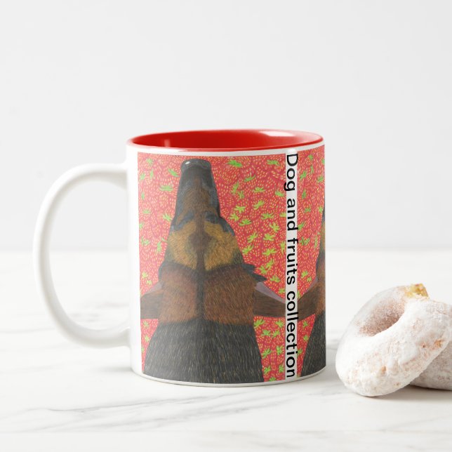 Dog and strawberry zweifarbige tasse (Mit Donut)