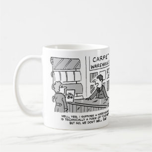 Dog-Anfrage in einem Teppichladen Kaffeetasse
