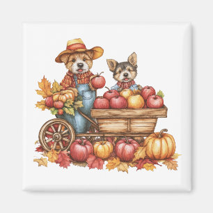 Dog-Applecart-Magnet für Herbst Magnet