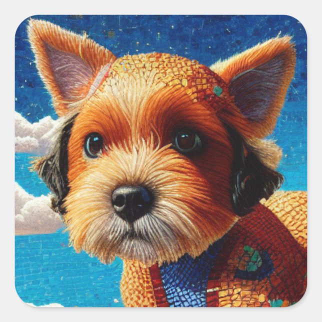 Dog Art Quadratischer Aufkleber (Vorderseite)