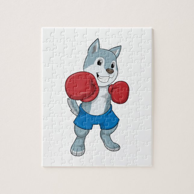 Dog as Boxer mit Boxhandschuhen (Vertikal)