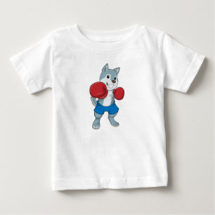 Dog as Boxer mit Boxhandschuhen Baby T-shirt