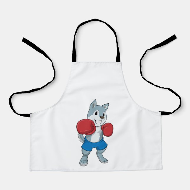 Dog as Boxer mit Boxhandschuhen Schürze (Vorderseite)