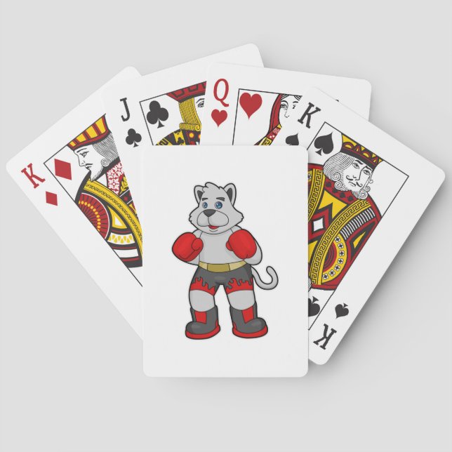 Dog as Boxer mit Boxhandschuhen Spielkarten (Rückseite)