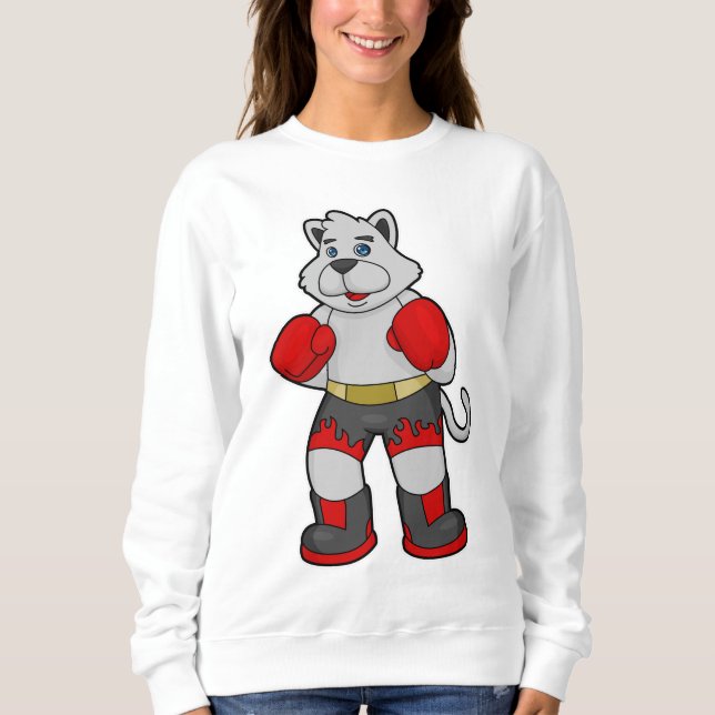 Dog as Boxer mit Boxhandschuhen Sweatshirt (Vorderseite)