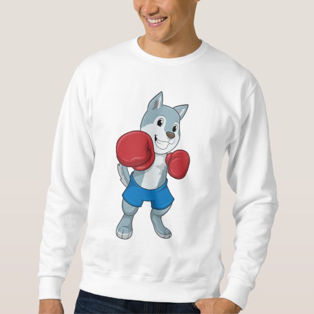 Dog as Boxer mit Boxhandschuhen Sweatshirt (Vorderseite)