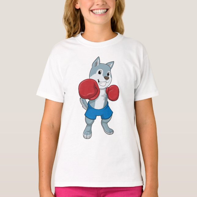 Dog as Boxer mit Boxhandschuhen T-Shirt (Vorderseite)