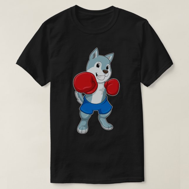 Dog as Boxer mit Boxhandschuhen T-Shirt (Design vorne)