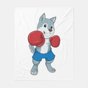 Dog as Boxer with Boxing gloves Fleecedecke