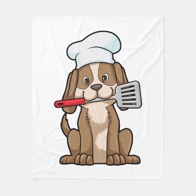 Dog as Cook with Chef's hat & Spatula Fleecedecke (Vorderseite)