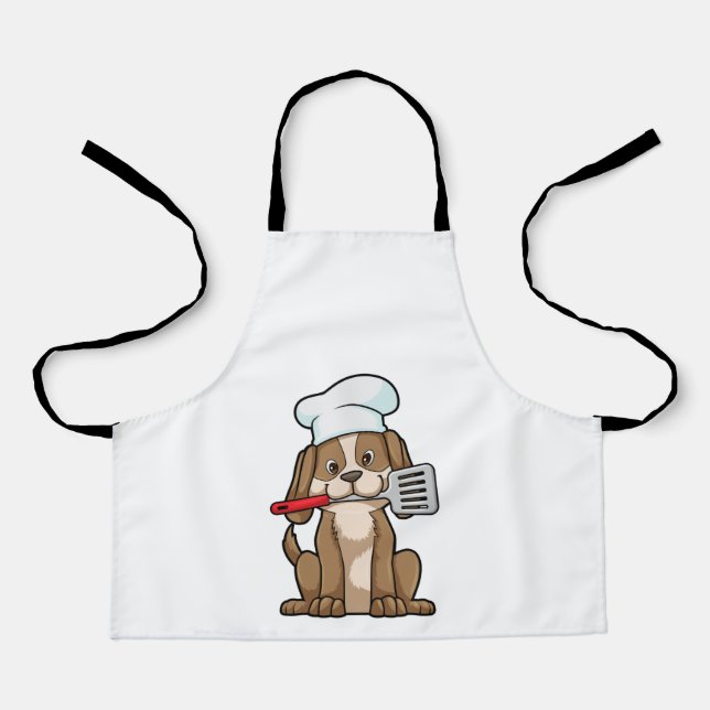 Dog as Cook with Chef's hat & Spatula Schürze (Vorderseite)