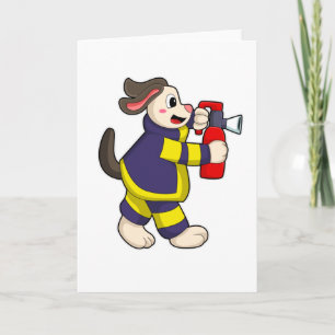 Dog as Firefighter with Fire extinguisher Karte