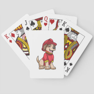 Dog as Firefighter with Fire helmet Spielkarten