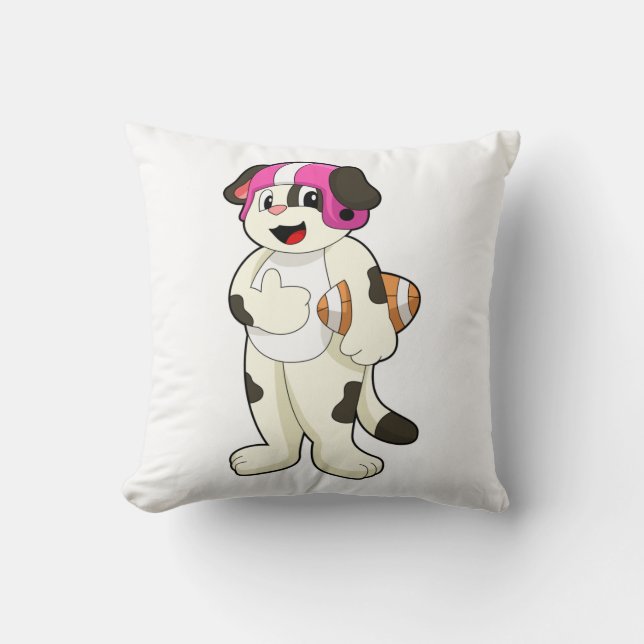 Dog at Football Sports Kissen (Vorderseite)