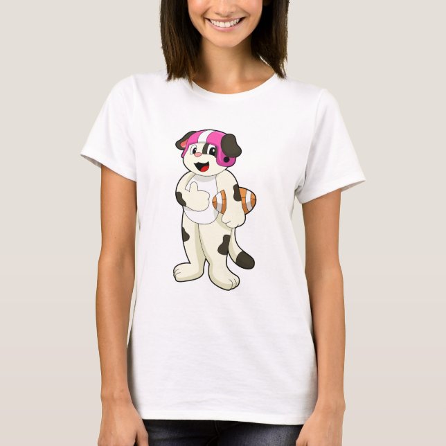 Dog at Football Sports T-Shirt (Vorderseite)