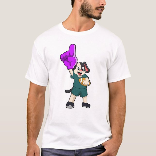 Dog at Football Sports T-Shirt (Vorderseite)