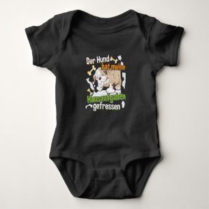 Dog Ate My Hausaufgaben - Deutsches Zitat lernen Baby Strampler