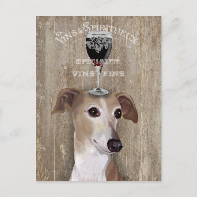 Dog Au Vin Greyhound Postkarte (Vorderseite)