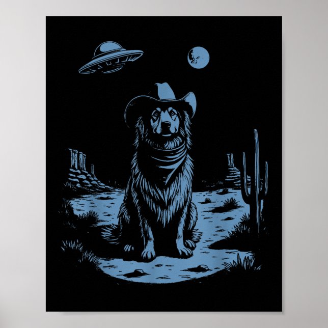 Dog Australian Shepherd Aussie Vintag Ufo Western Poster (Vorne)