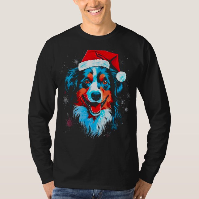 Dog Australian Shepherd Xmas T-Shirt (Vorderseite)