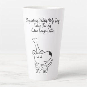 Dog Balancing Knochen auf seinem Kopf Zitat Milchtasse