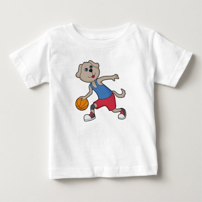 Dog Basketball-Spieler Basketball Baby T-shirt (Vorderseite)