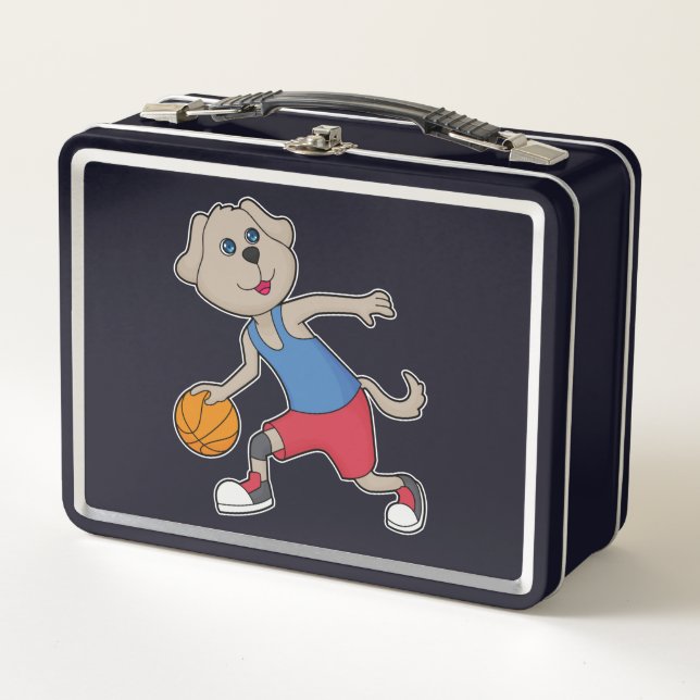 Dog Basketball-Spieler Basketball Metall Brotdose (Vorderseite)