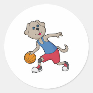Dog Basketball-Spieler Basketball Runder Aufkleber