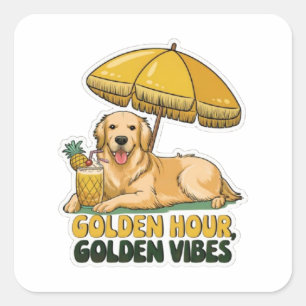 Dog Beach Sticker Golden Retriever mit Pina