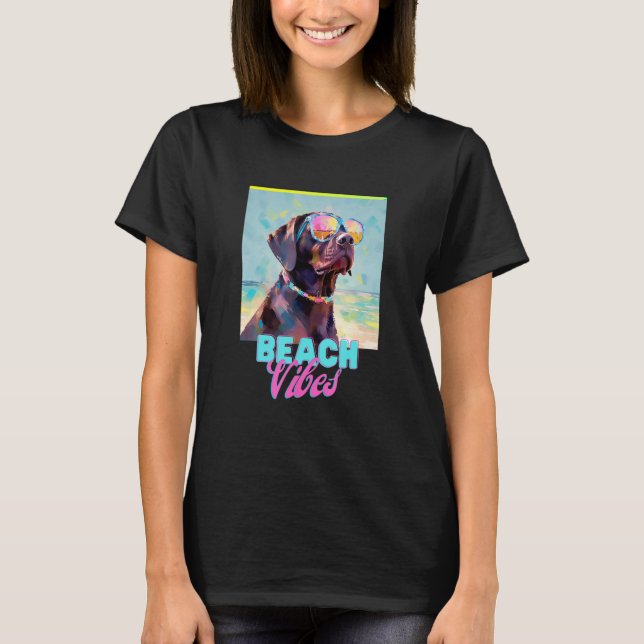 Dog Beach T Shirt Cute Labrador Owner Tee Gift Fun (Vorderseite)