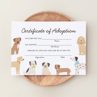 Dog Birthday Adoption Certificate Einladung