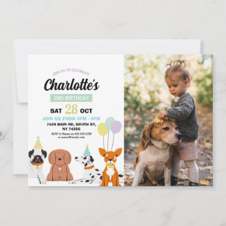 Dog Birthday Invite Girl Boy Party Pawty Foto Einladung