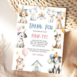 Dog Birthday Party Puppy Pawty Birthday Dankeskarte