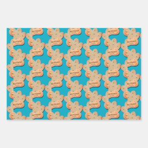 Dog Biscuit Pawprint und Knochen Art Blue Geschenkpapier Set
