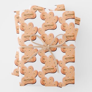 Dog Biscuit Pawprint und Knochenkunst Geschenkpapier Set