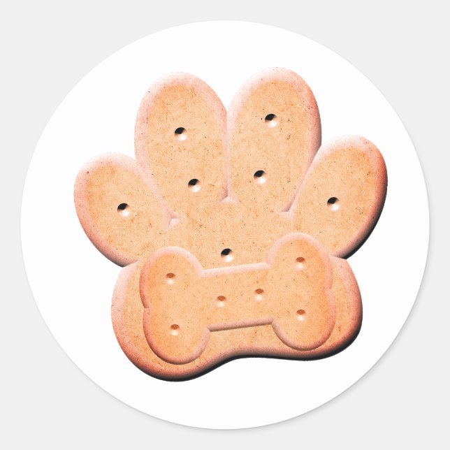 Dog Biscuit Pawprint und Knochenkunst Runder Aufkleber (Vorderseite)