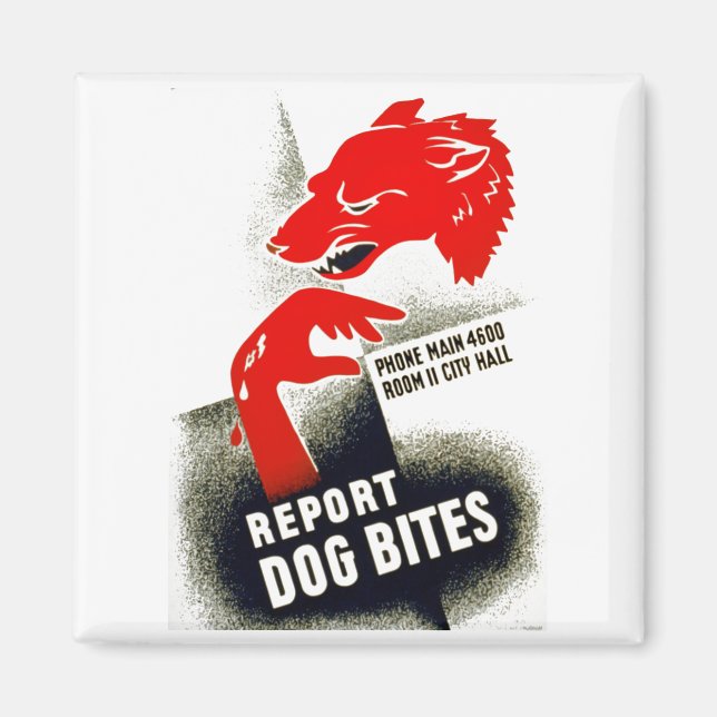 Dog Bites melden Magnet (Vorne)