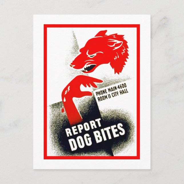 Dog Bites melden Postkarte (Vorderseite)