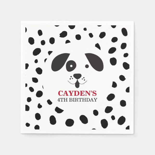 Dog Black Spot Dalmatiner Geburtstag Serviette (Vorderseite)