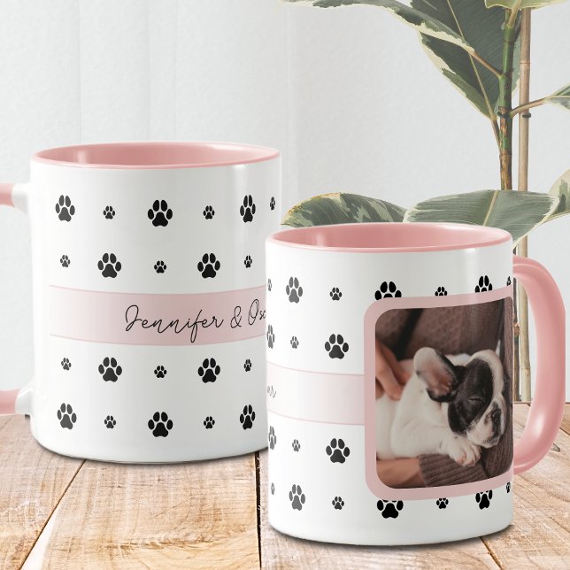 Dog Blush Pink Benutzerdefiniertes Foto und Text Tasse (Von Creator hochgeladen)