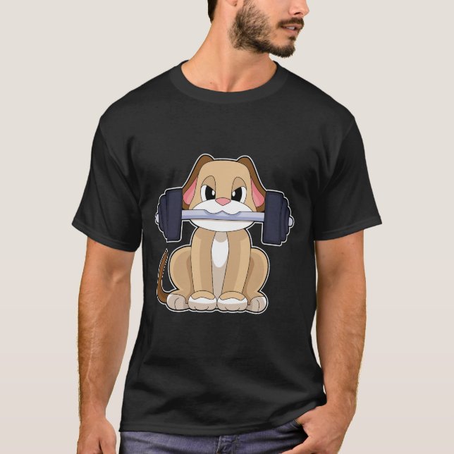Dog Bodybuilder Dumbbell Bodybuilding T-Shirt (Vorderseite)