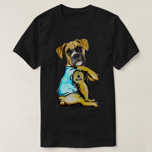 Dog Boer Dog Tattoo I Love Mom Mother's Day Lover  T-Shirt (Design vorne)