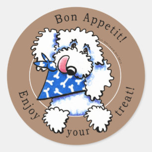 Dog Bon Appetit! Haustiere Leckereien Labels Taupe Runder Aufkleber