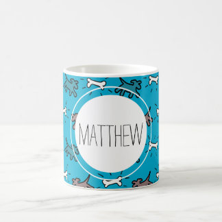 Dog Bone Graffiti Style Personalisierter Name Blue Kaffeetasse