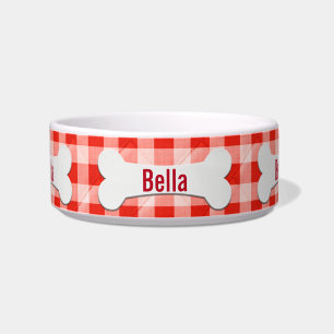 Dog Bone on Gingham Napf