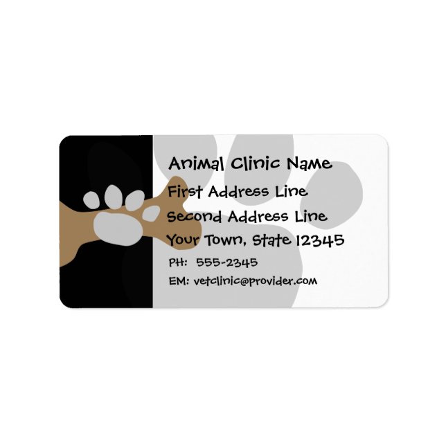 Dog Bone & Paw Print Adressaufkleber (Vorne)