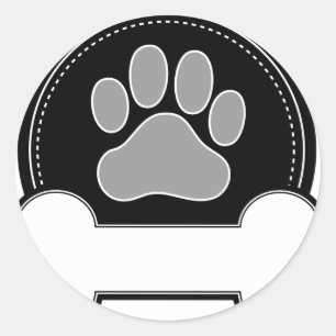 Dog Bone und Paw Runder Aufkleber