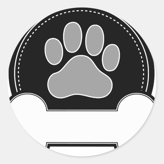 Dog Bone und Paw Runder Aufkleber (Vorderseite)