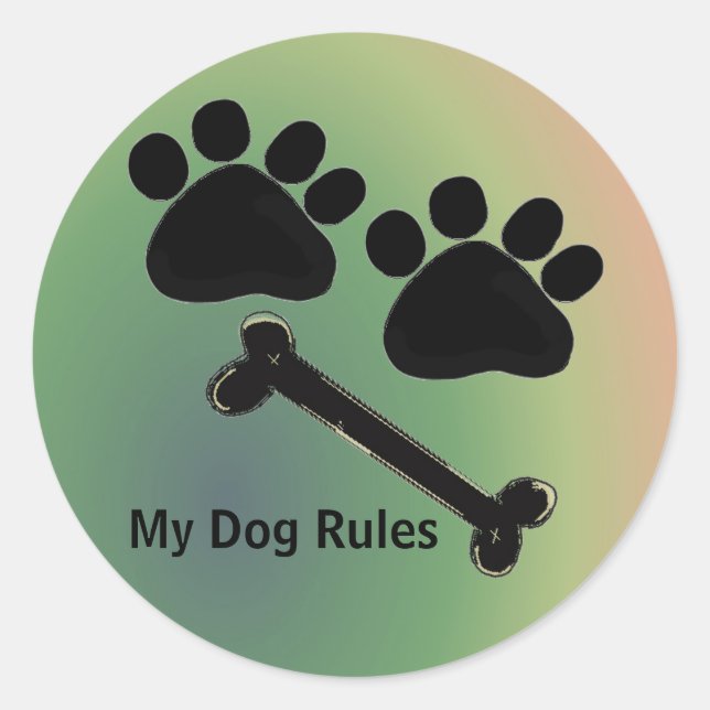 Dog Bone und Paws Runder Aufkleber (Vorderseite)